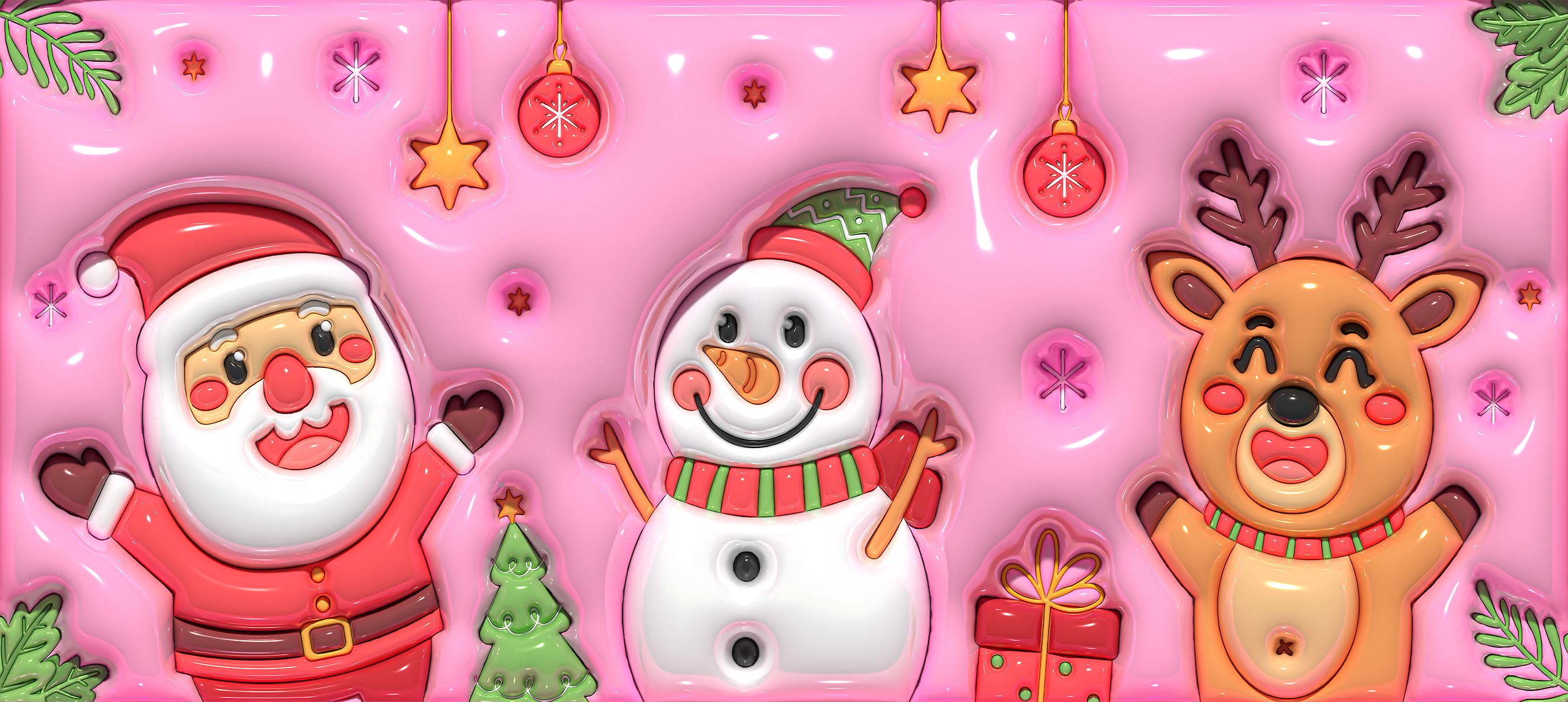 Texture Design Santa/Snowman/Rudolph Mug