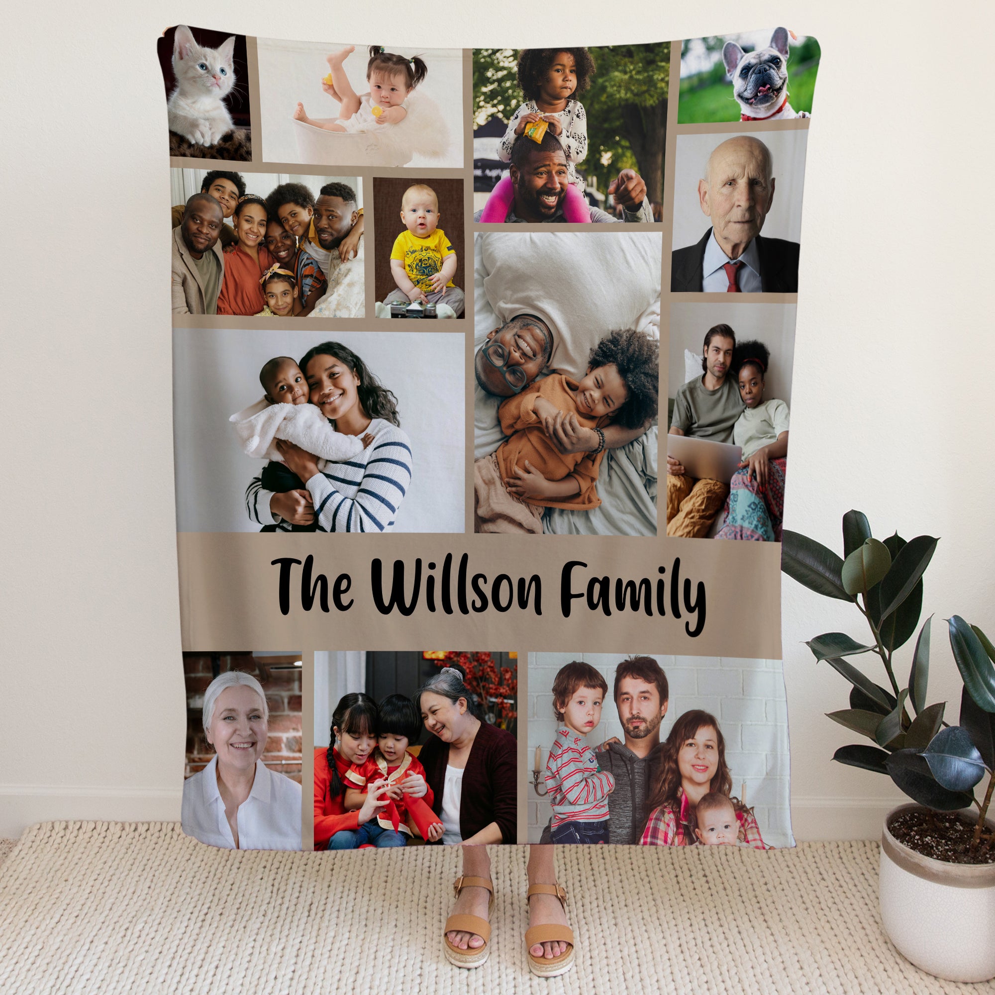 Family Collage Photo Cozy Fleece Blanket – 60 x 80