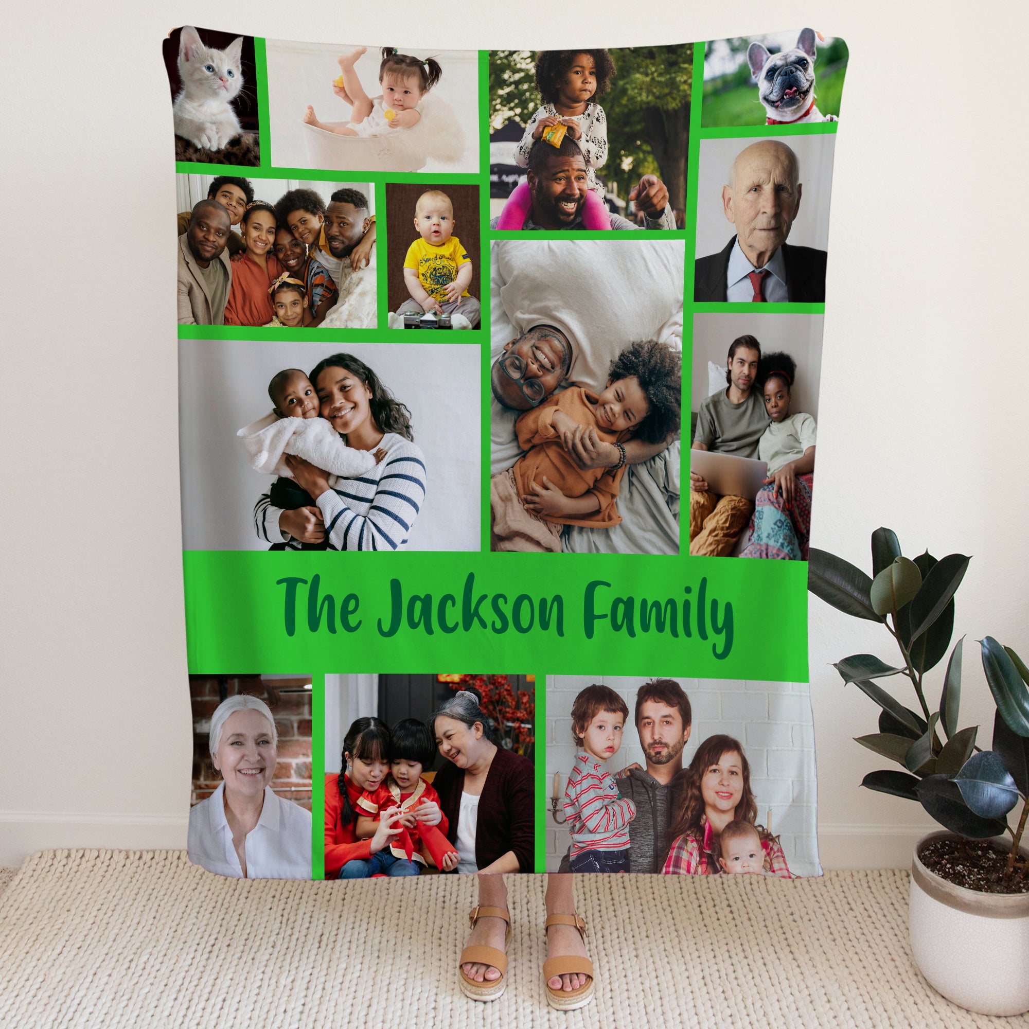 Family Collage Photo Cozy Fleece Blanket – 60 x 80