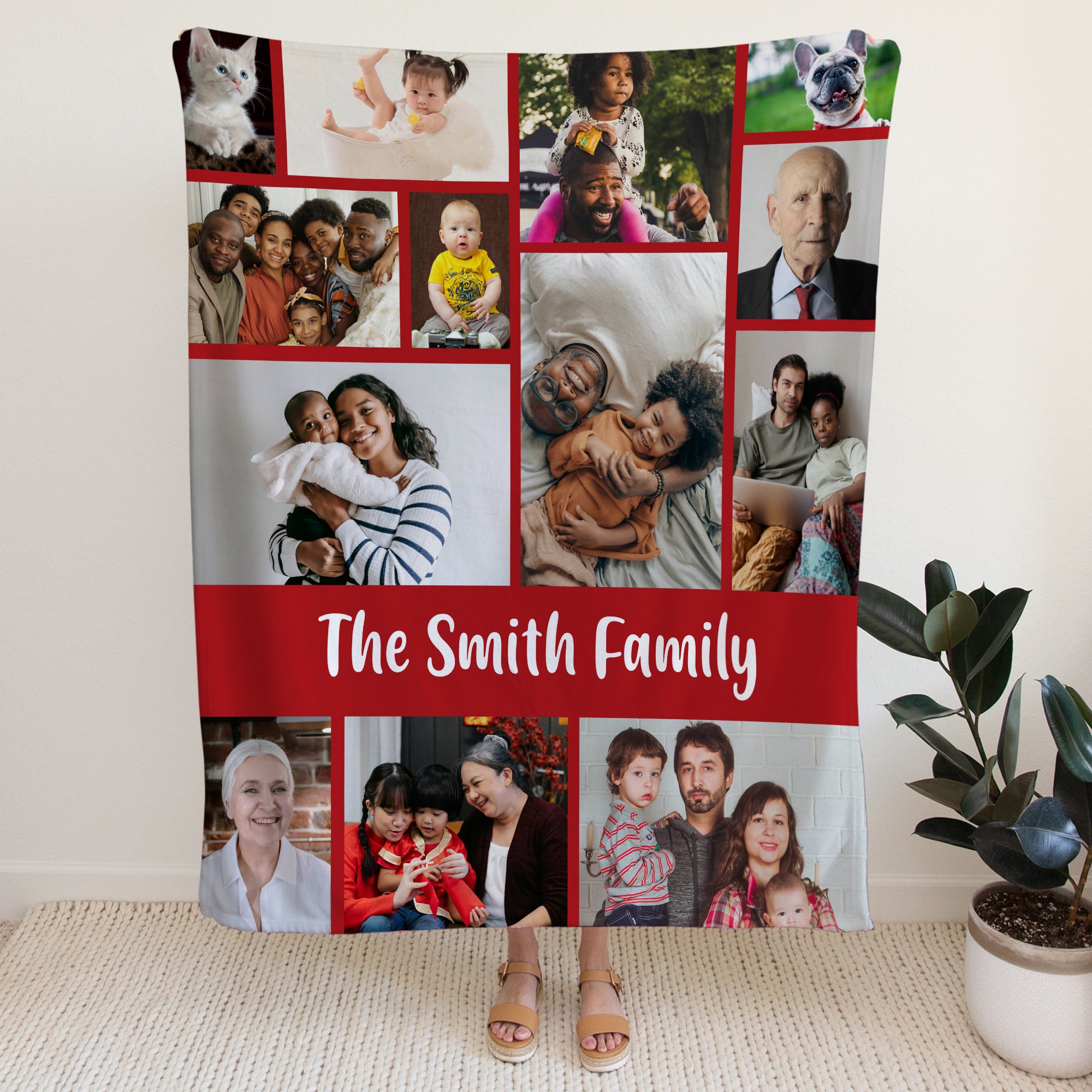 Family Collage Photo Cozy Fleece Blanket – 60 x 80