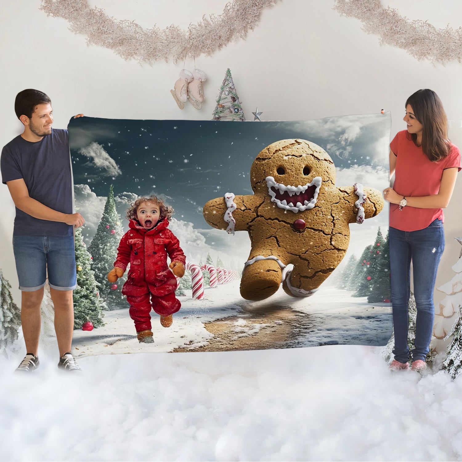 Happy Gingerbread Cozy Fleece Blanket – 50 x 60