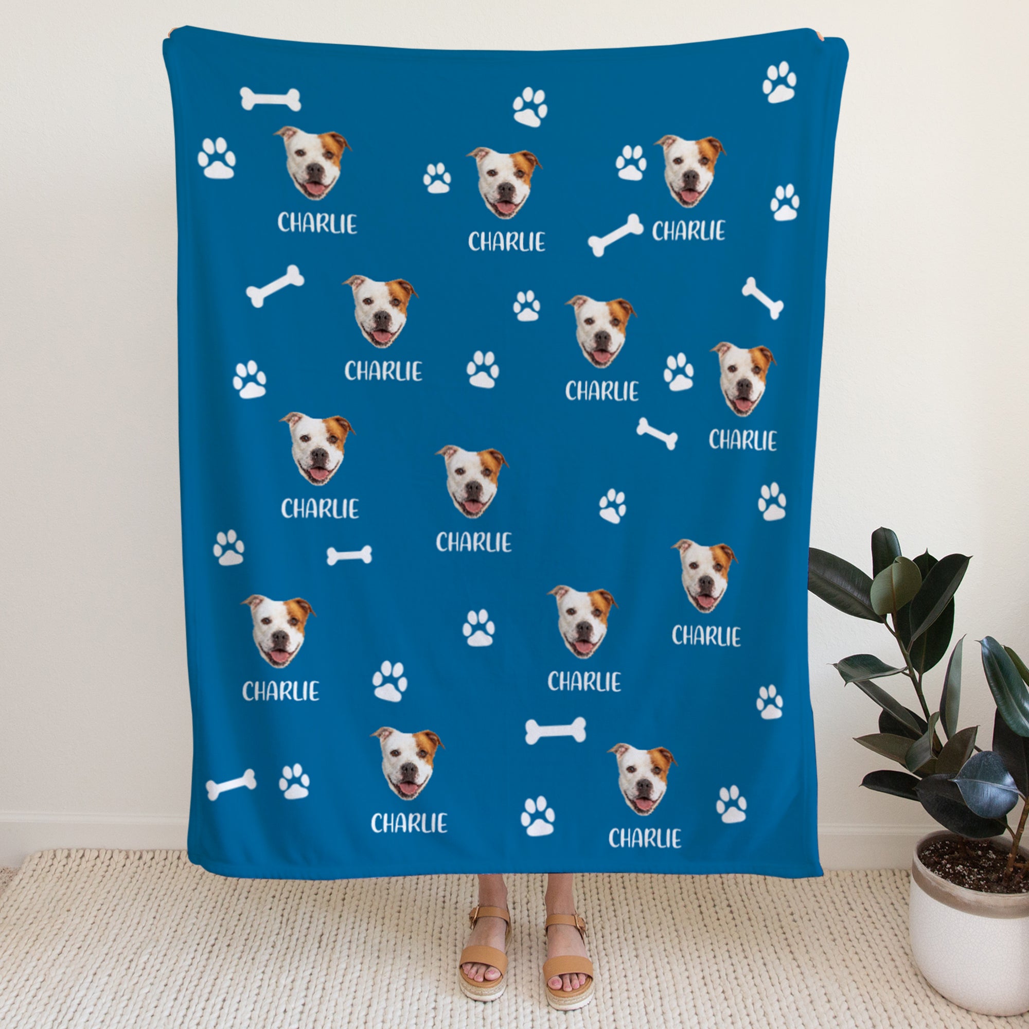 Pet Face Cutout Photo Cozy Fleece Blanket – 50 x 60