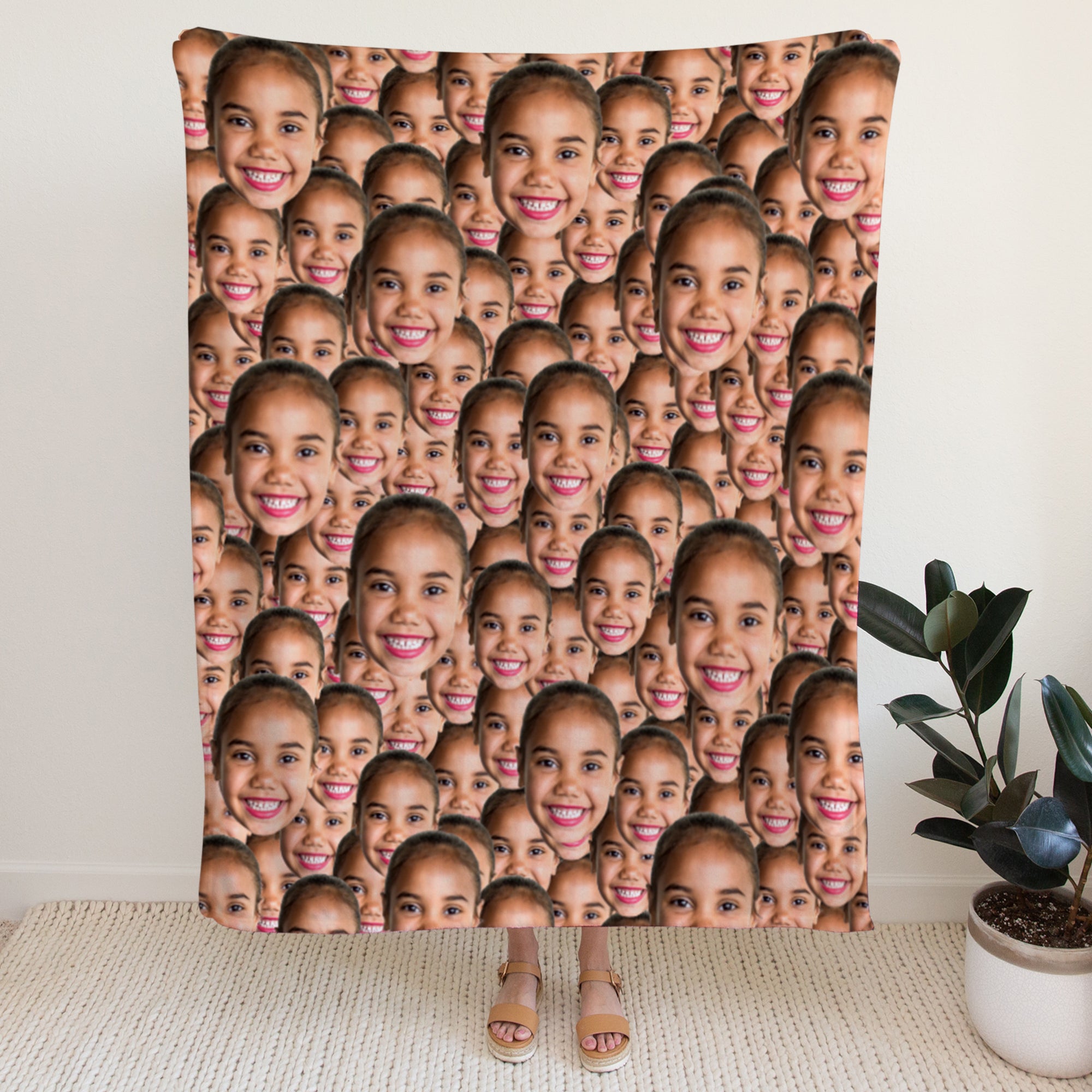 Custom Multi-Faces Photo Cozy Fleece Blanket – 60 x 80