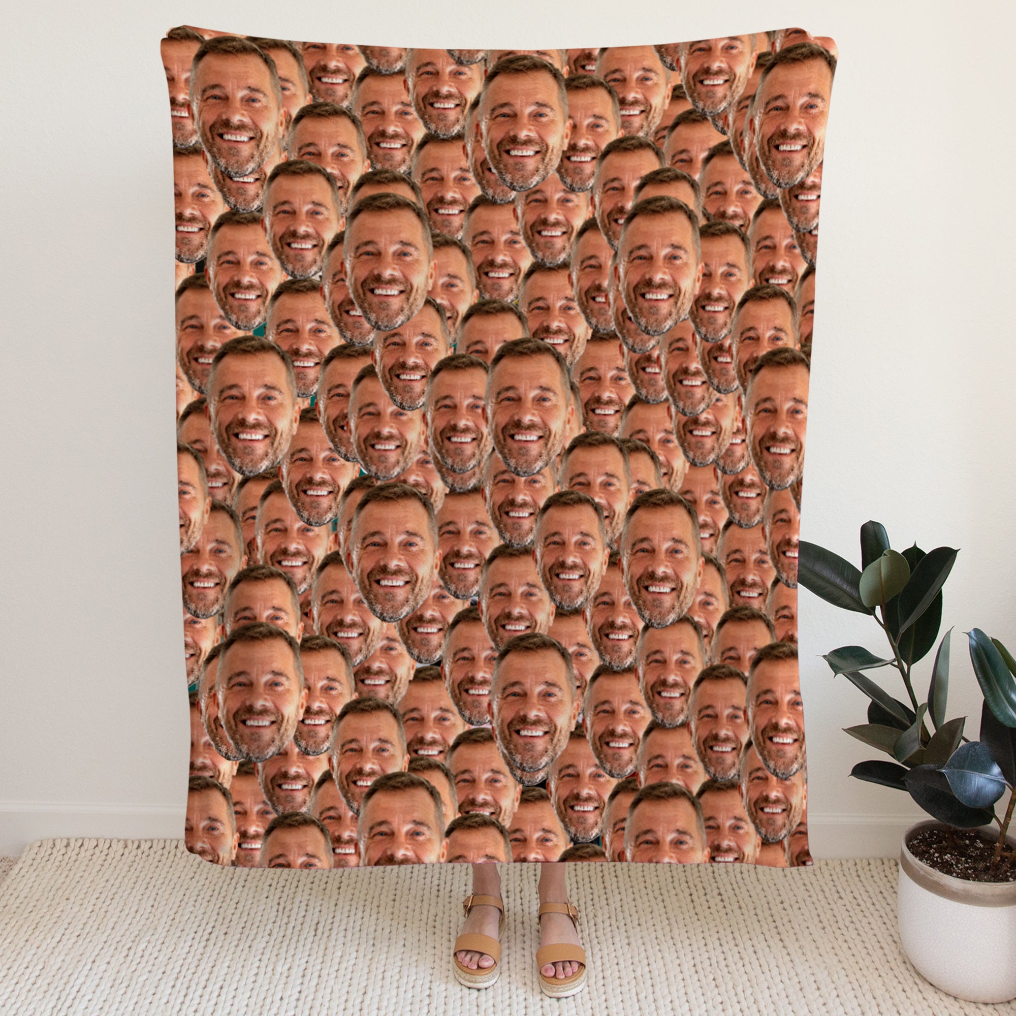 Custom Multi-Faces Photo Cozy Fleece Blanket – 60 x 80