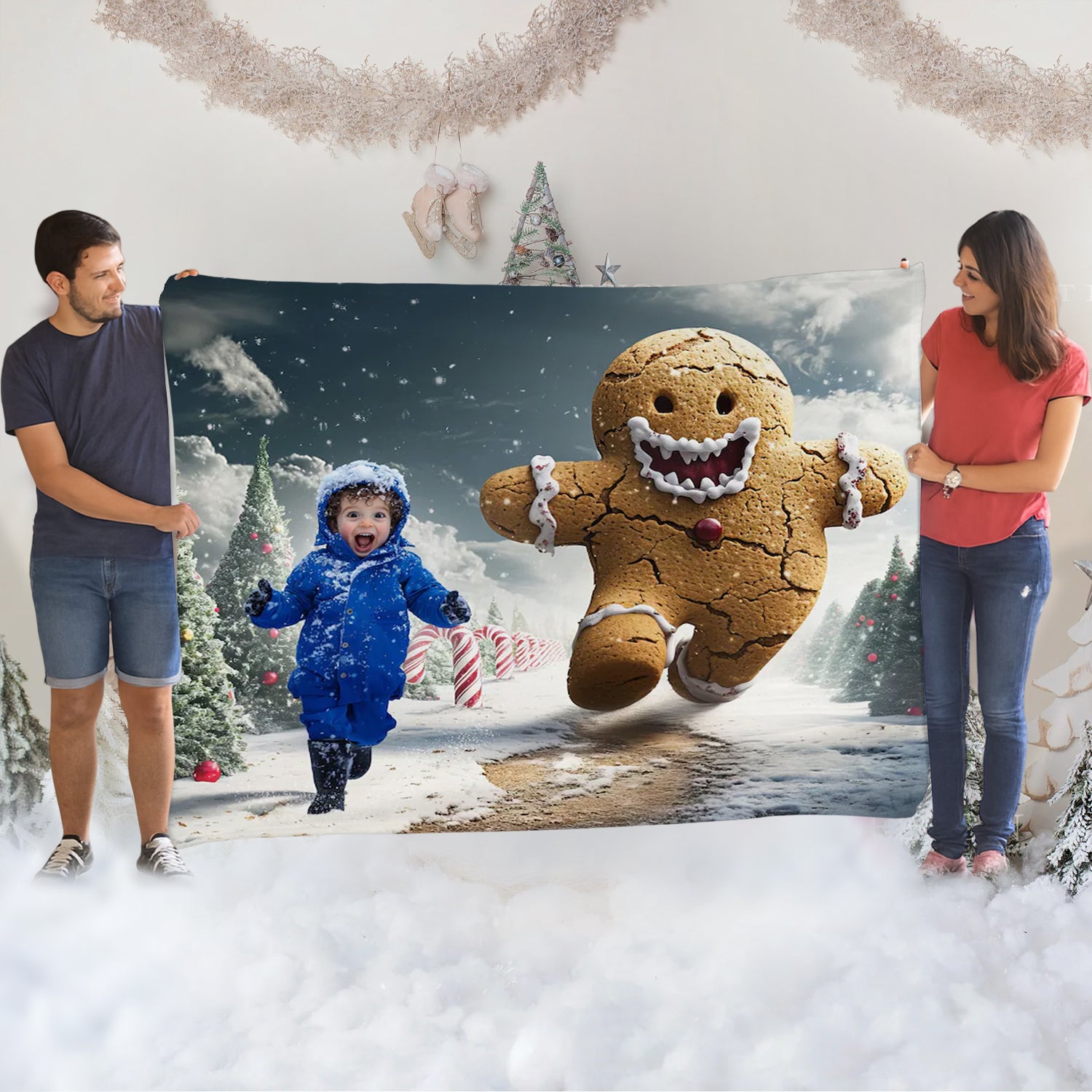 Happy Gingerbread Cozy Fleece Blanket – 50 x 60