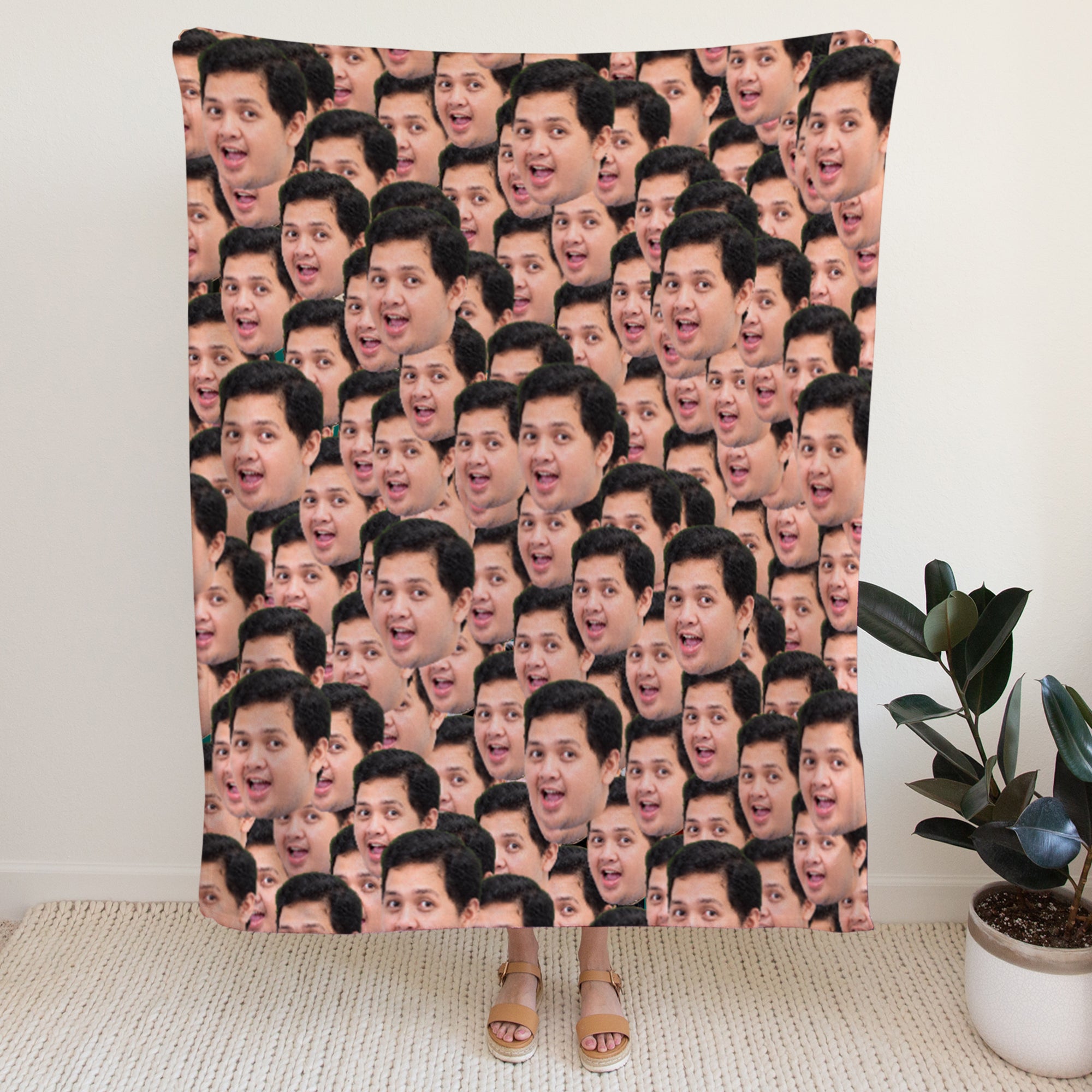 Custom Multi-Faces Photo Cozy Fleece Blanket – 60 x 80