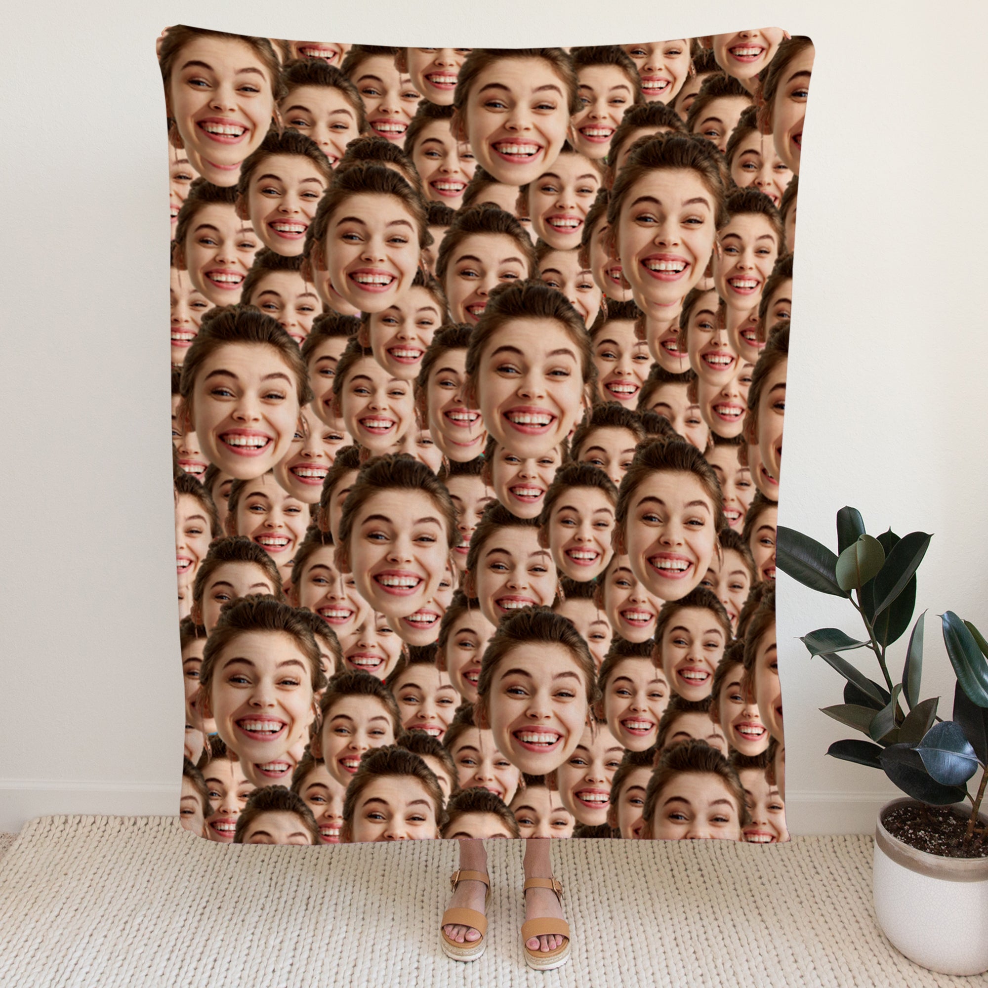 Custom Multi-Faces Photo Cozy Fleece Blanket – 60 x 80