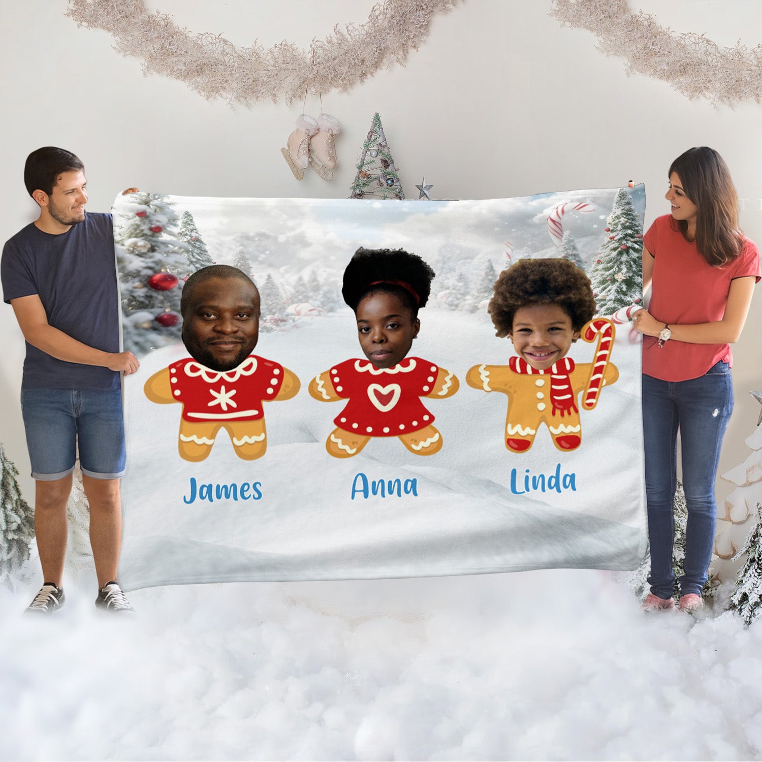 Gingerbread Family Cozy Fleece Blanket – 60 x 80